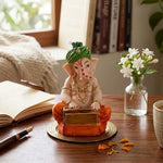 Playing Harmonium Hand-Painted Sitting Ganpati Statue