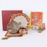 11 Pc Golden Grace Floral Karwa Chauth Thali Set