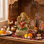 Premium Gold Crimson & Green Maa Durga Resin Statue