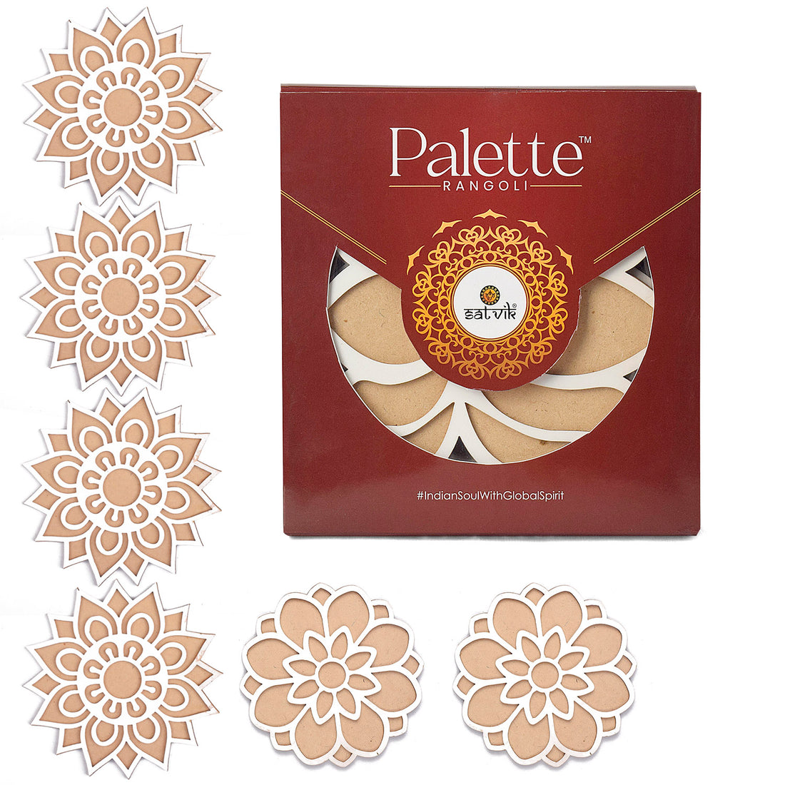 6-Inch Reusable Rangoli Stencils Set for Festive Decor Set of 6