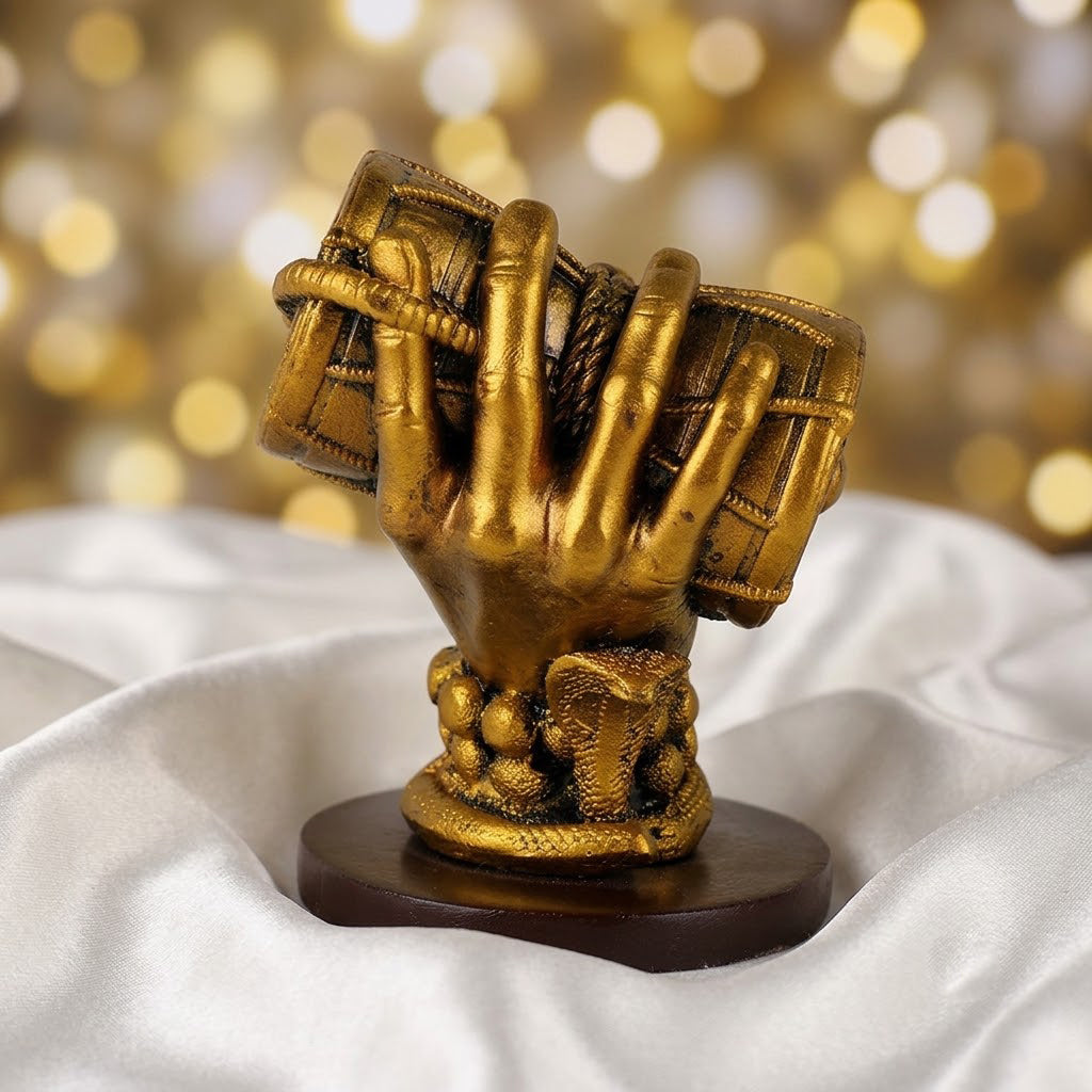 Golden Shiva Hand with Damru Resin Idol Figurine