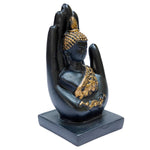 4 Inch Palm Buddha Black & Gold Hand Statue