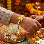 Traditional Pastel Pink and Yellow Floral Rakhi (Set of 2)