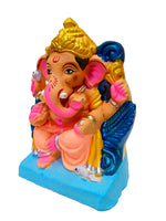 6 Inch Vibrant Eco-Friendly Ganesha Idol with Antique Golden Mukut