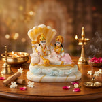 Beautiful Vishnu Ji and Mata Laksmi White Statue