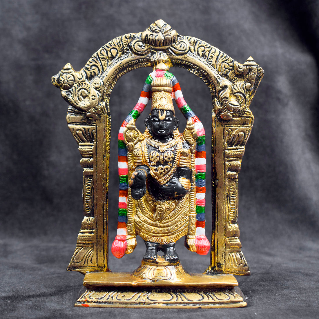 Handcrafted brass Lord Venkateswara idol with intricate detailing for home temple and pooja. India’s Largest Brass Idols Brand - www.satvikstore.in