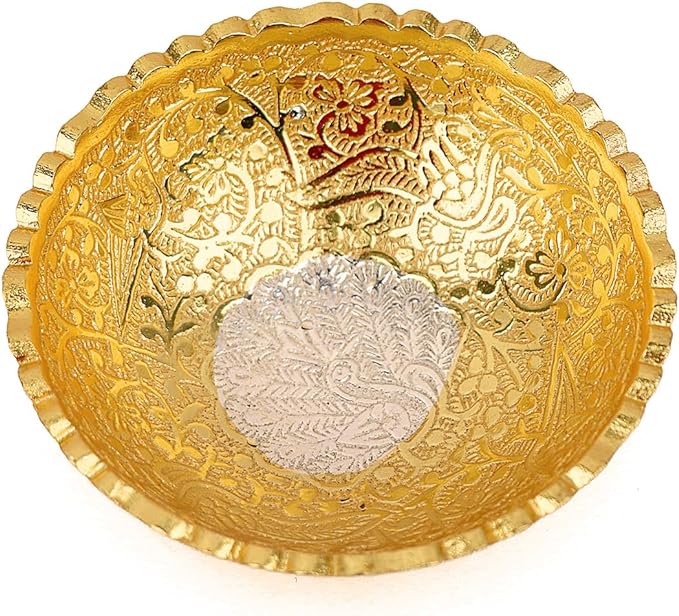 Decorative Embossed Gold Silver Plated Lotus Flower Base Bowl