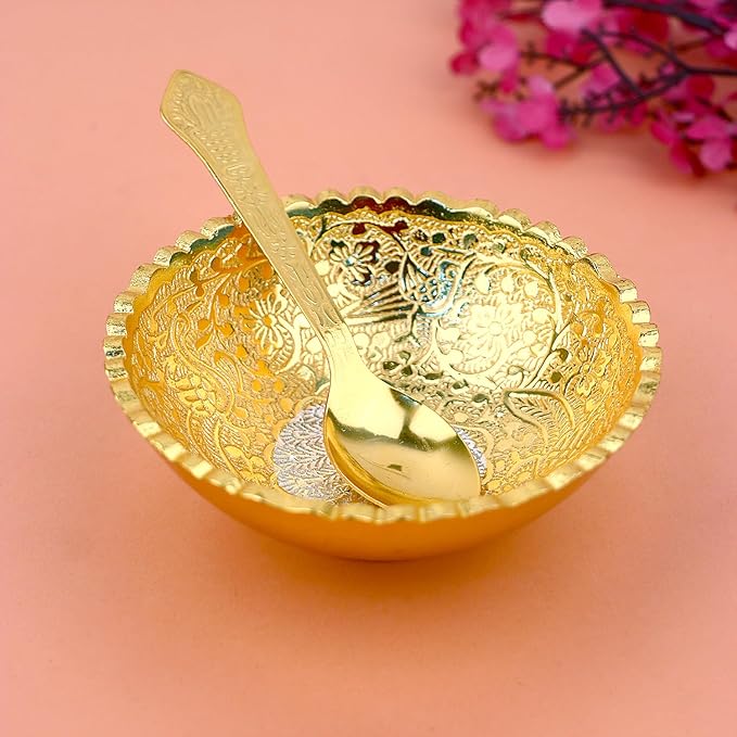 Decorative Embossed Gold Silver Plated Lotus Flower Base Bowl