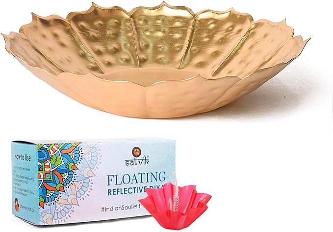 Metal Lotus Shape Urli for Decor With Floating Diya