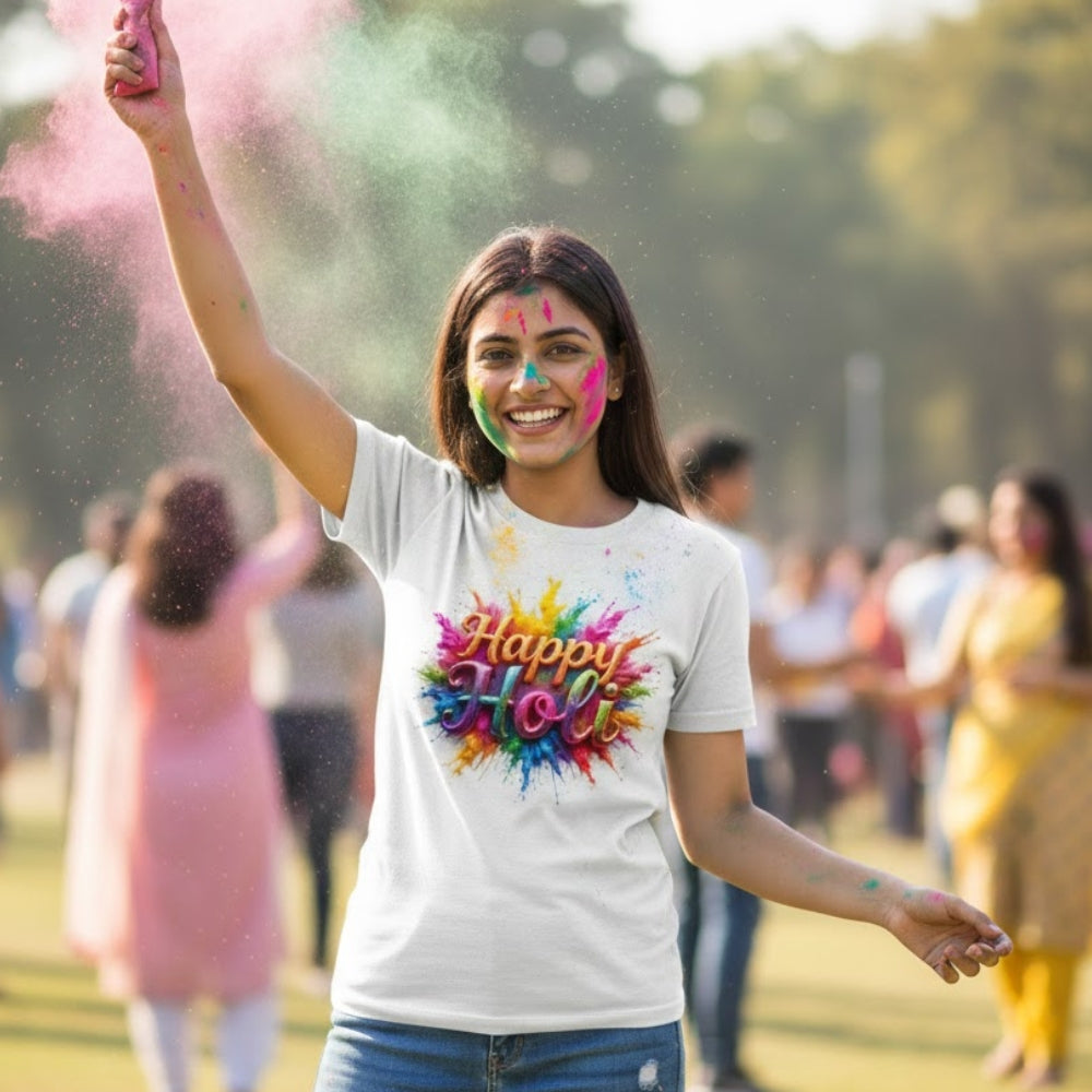 Holi Tshirt Printed Round Neck Tshirt for Men/Women Design-4