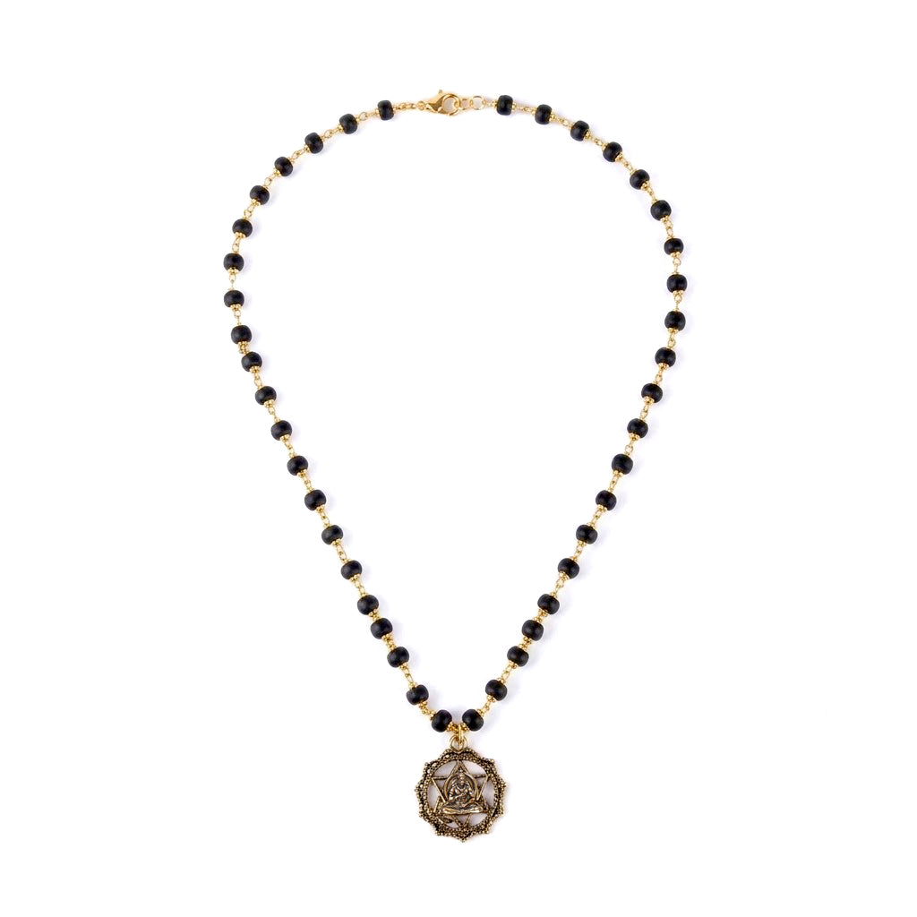 Gold Plating Capping Karungali Mala with Hanuman Pendant