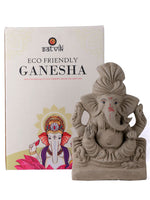 8 Inch Natural Clay Eco Friendly Ganesha Idol