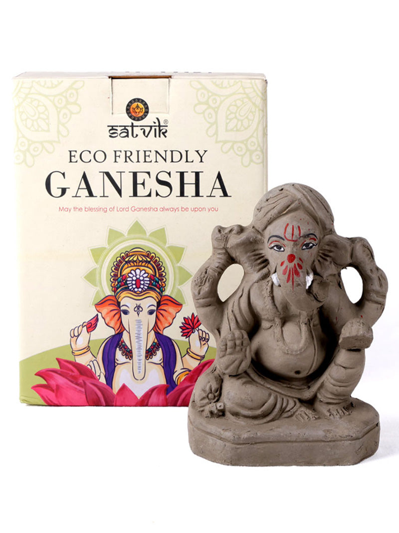 6 Inch Traditional Eco-Friendly Ganesha Idol in Lalitāsana Pose