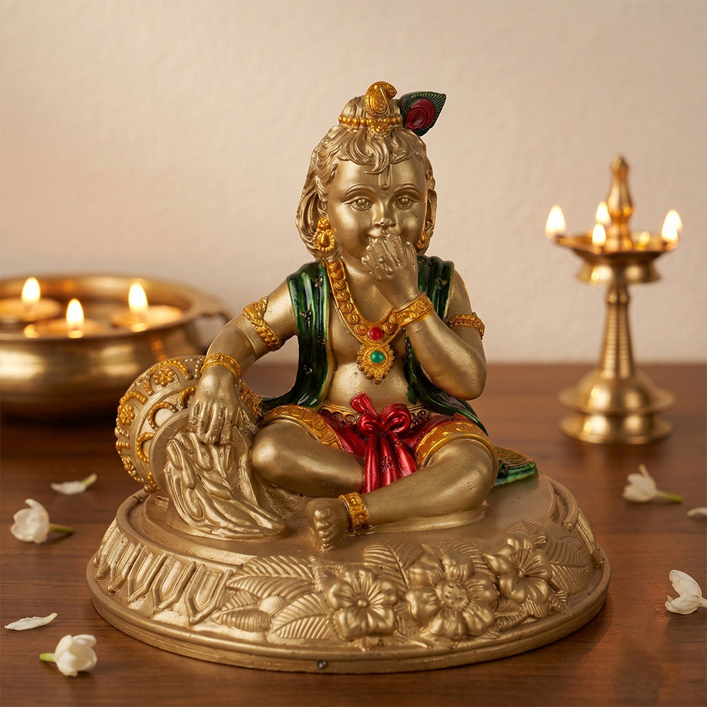 Premium Multi-Tone Laddu Gopal Resin Statue
