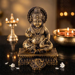 Premium Antique Gold Kuber Maharaj Resin Statue