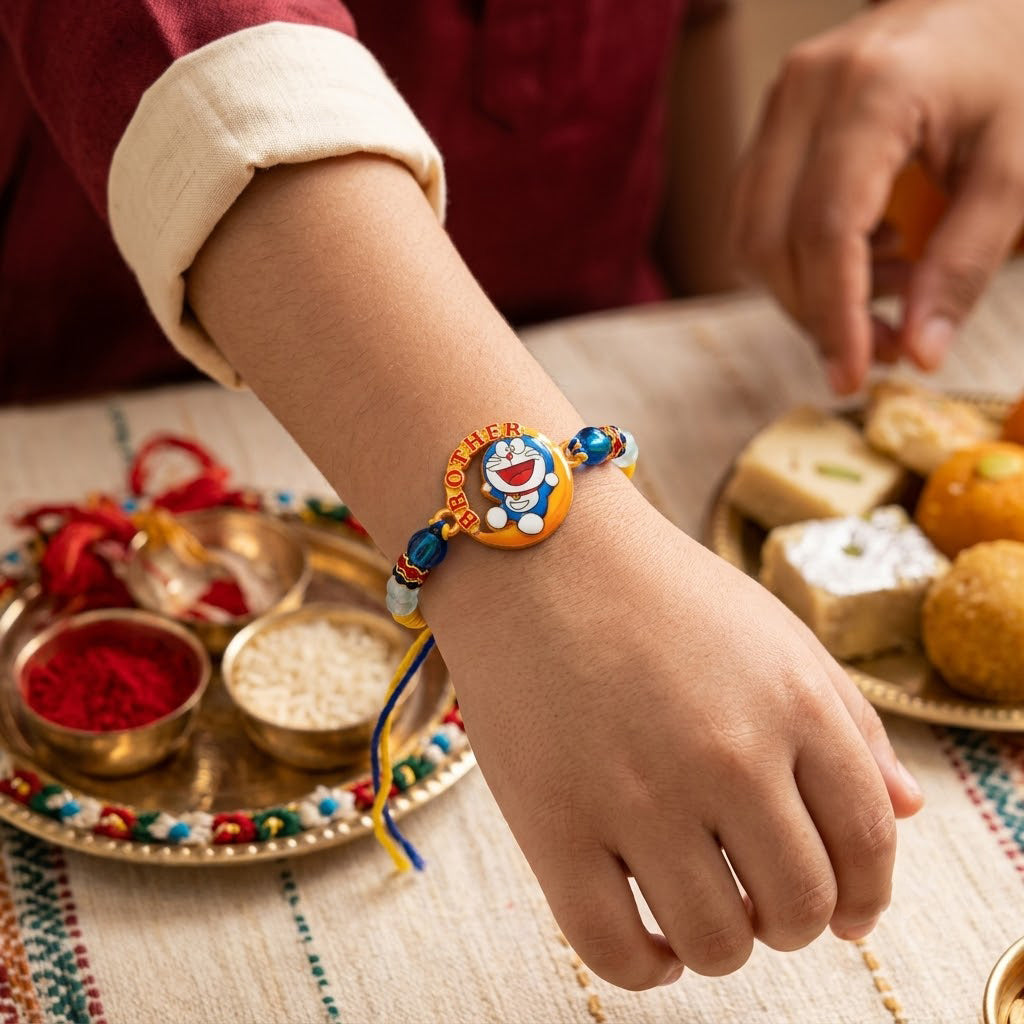 Meenakari Peacock Family Rakhi Pack (Set of 5)