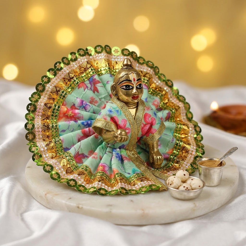 Size No.2 Exquisite Vibrant Festive Floral Laddu Gopal Dress