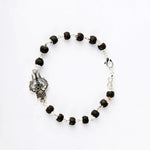 Silver Plated Karungali Bracelet with Om Trishul Charm
