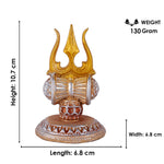 Premium Silver & Gold Lord Shiva Trishul with Damru Resin Statue