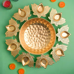 Lotus Petals Shape Metal Urli With Tea Light (Pack of 3)