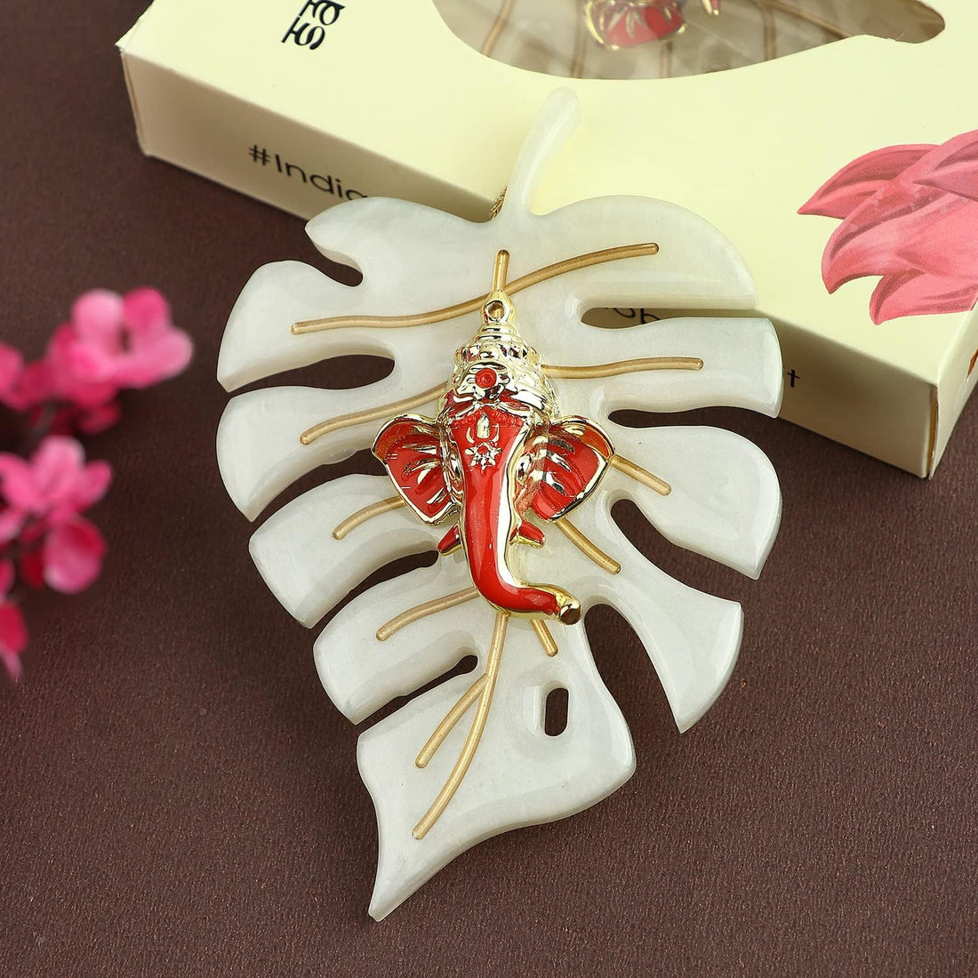 Elegant Classic Finish Ganesha On Leaf Wall Hanging