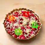 Metal Lotus Shape Urli for Decor With Floating Diya
