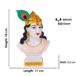 Premium Hand Painted Marble Dust Krishna Bust Statue