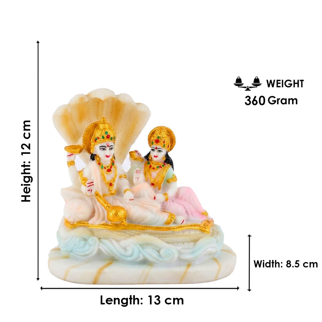 Beautiful Vishnu Ji and Mata Laksmi White Statue