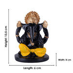 Premium Hand Painted Black & Gold Resin Ganesha Statue