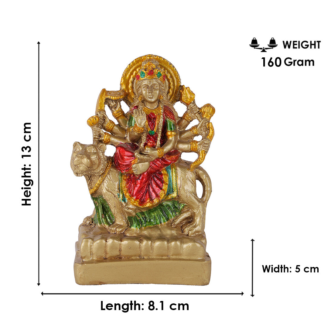 Premium Gold Crimson & Green Maa Durga Resin Statue