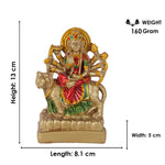 Premium Gold Crimson & Green Maa Durga Resin Statue