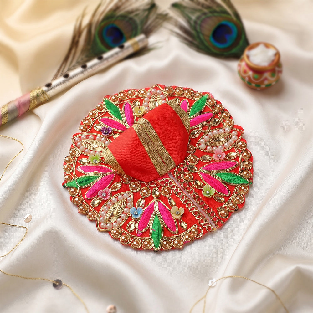 Size 2 Premium Heavy Stone Work Floral Laddu Gopal Dress