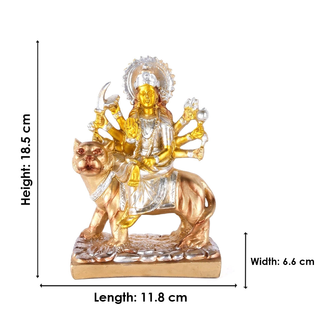 Premium Silver & Gold Maa Durga Resin Statue