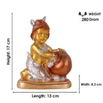 Premium Silver & Gold Antique Laddu Gopal Resin Statue