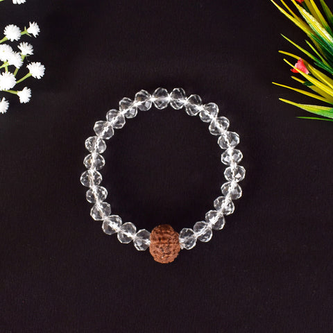 8 Mukhi Rudraksha Bracelet with Sphatik Crystal Beads for Strength and Positivity. India’s Largest Pooja Accessories Brand - www.satvikstore.in