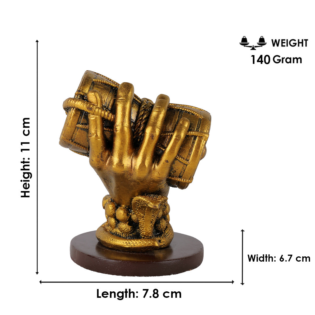 Golden Shiva Hand with Damru Resin Idol Figurine