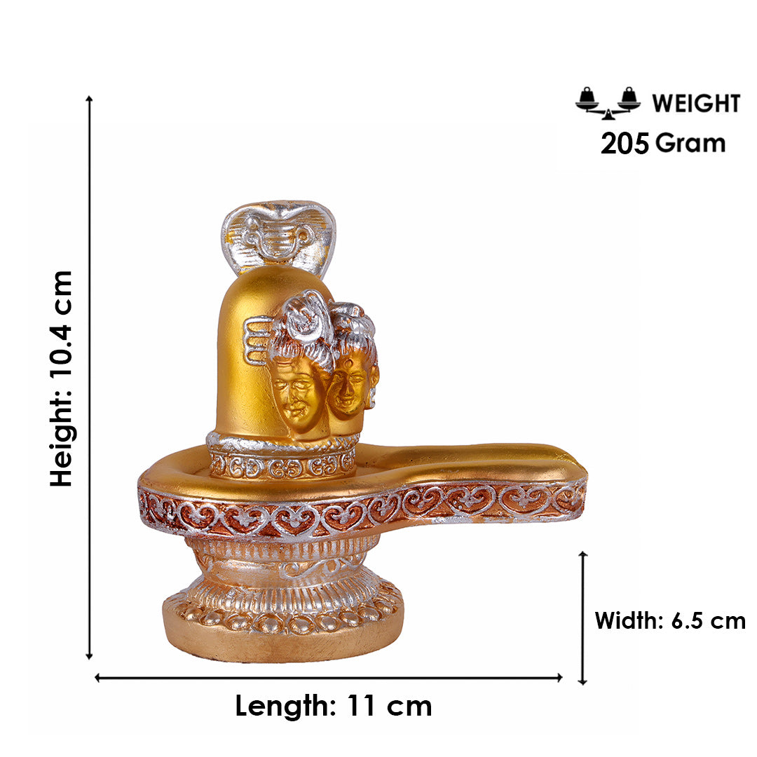 Premium Silver & Gold Shivling Resin Statue