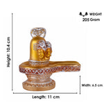 Premium Silver & Gold Shivling Resin Statue