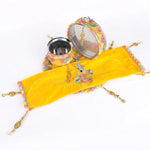 11 Pc Yellow Embroidery Karwa Chauth Thali Set