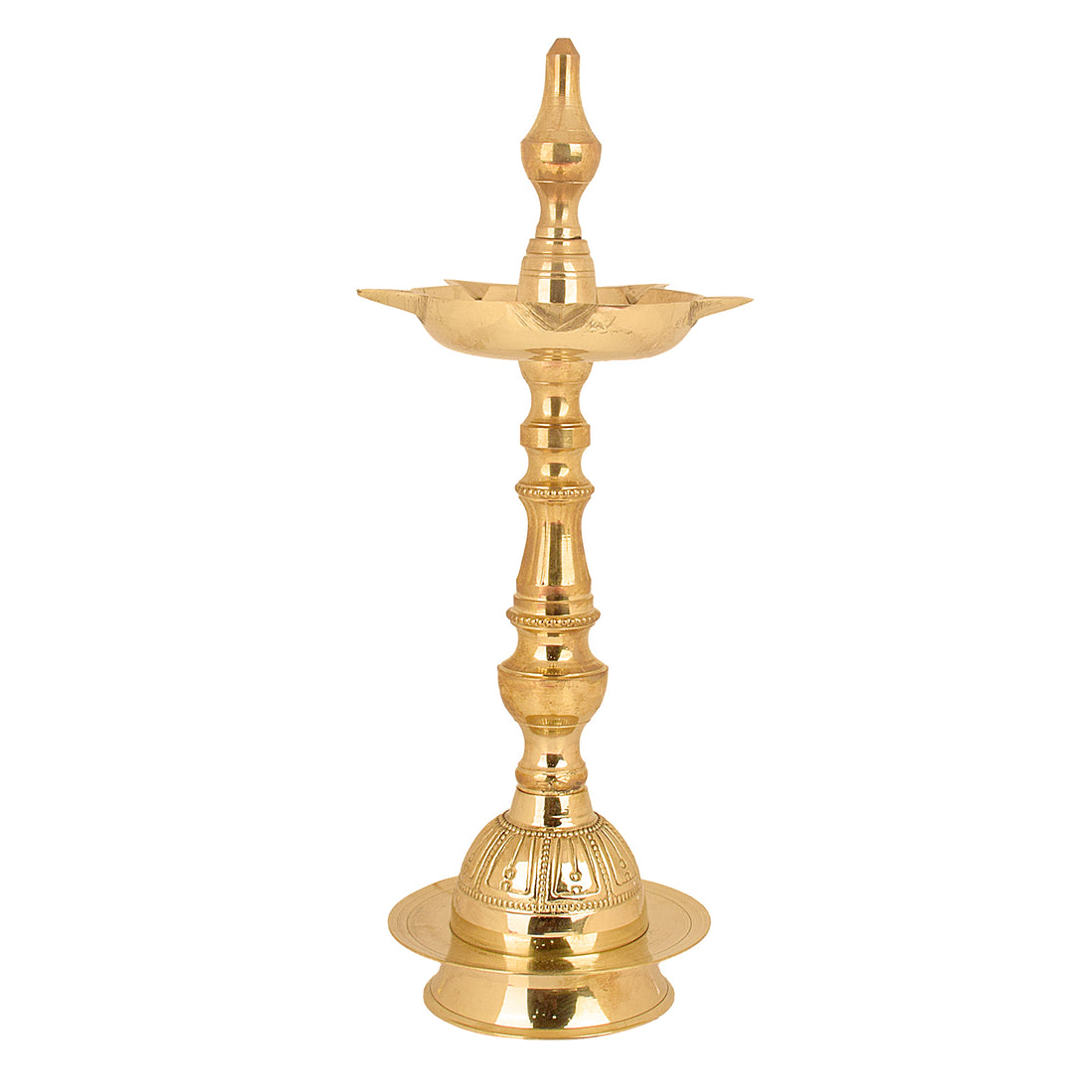 9.5 Inch Embossed Kalash Kerala Brass Diya | India’s Largest Pooja Accessories Brand – www.satvikstore.in