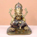 The "9.1 Inch Sacred Ganesh Idol" is a beautifully crafted statue of Lord Ganesha, symbolizing wisdom, success, and the removal of obstacles. Standing at 9.1 inches tall, it features intricate detailing and traditional attributes like the axe, lotus, and modak.
