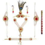 Cream Krishna Dress – Embroidered Dhoti Kurta with Red Border