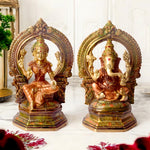 9.4 Inch Brass Lakshmi Ganesha Idol – Traditional Design