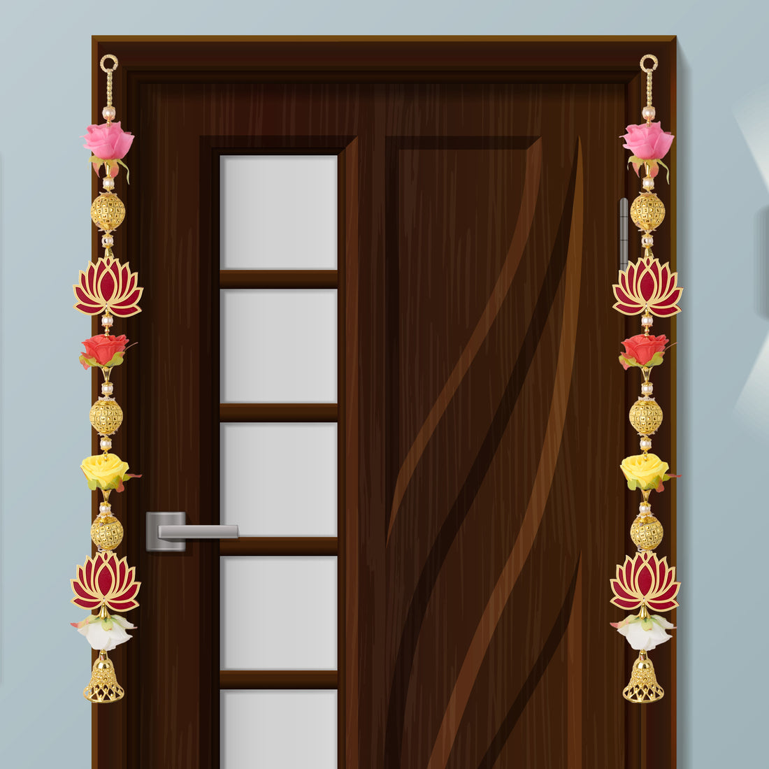Elegant Lotus with Artificial Flower Side Door Wall Hangings