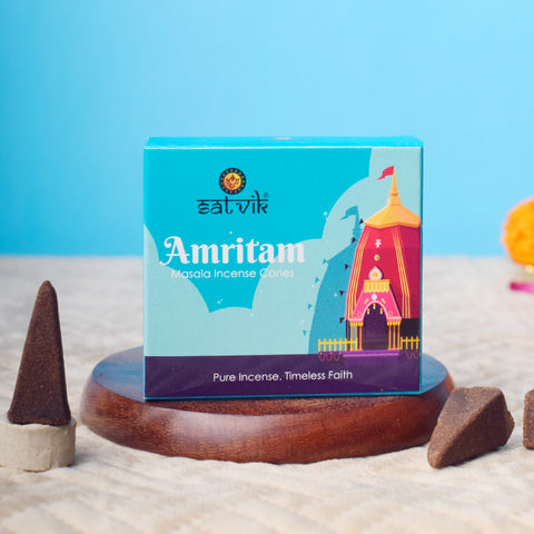 Amritam Pure Masala Incense Cones – Natural Handcrafted Dhoop for Pooja and Meditation. India’s Largest Pooja Accessories Brand - www.satvikstore.in