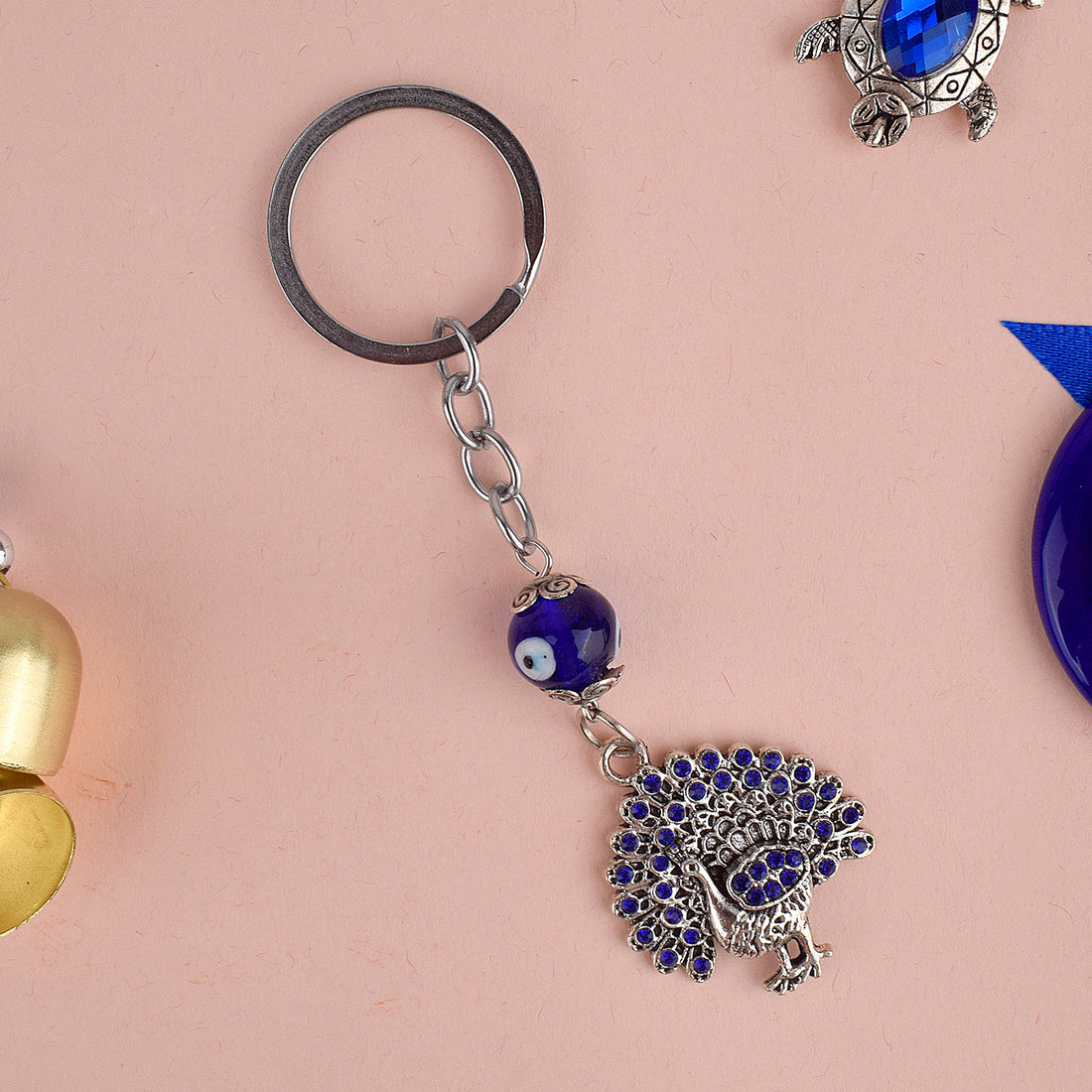 Evil Eye Peacock Keychain | India’s Largest Pooja Accessories Brand – www.satvikstore.in