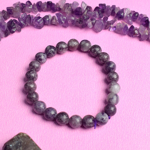 Authentic Lepidolite Crystal Bracelet for Reiki Healing 8MM – Natural Soothing Stone for Stress Relief and Emotional Balance. India’s Largest Pooja Accessories Brand – www.satvikstore.in