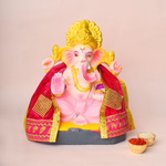 Premium Pink Velvet Ganpati Idol Patka with Beaded Work - 15 Inch