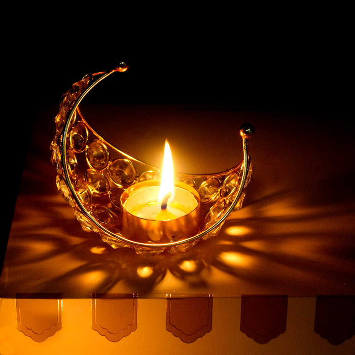 Pure Brass Moon Crystal Diya Pack of 1