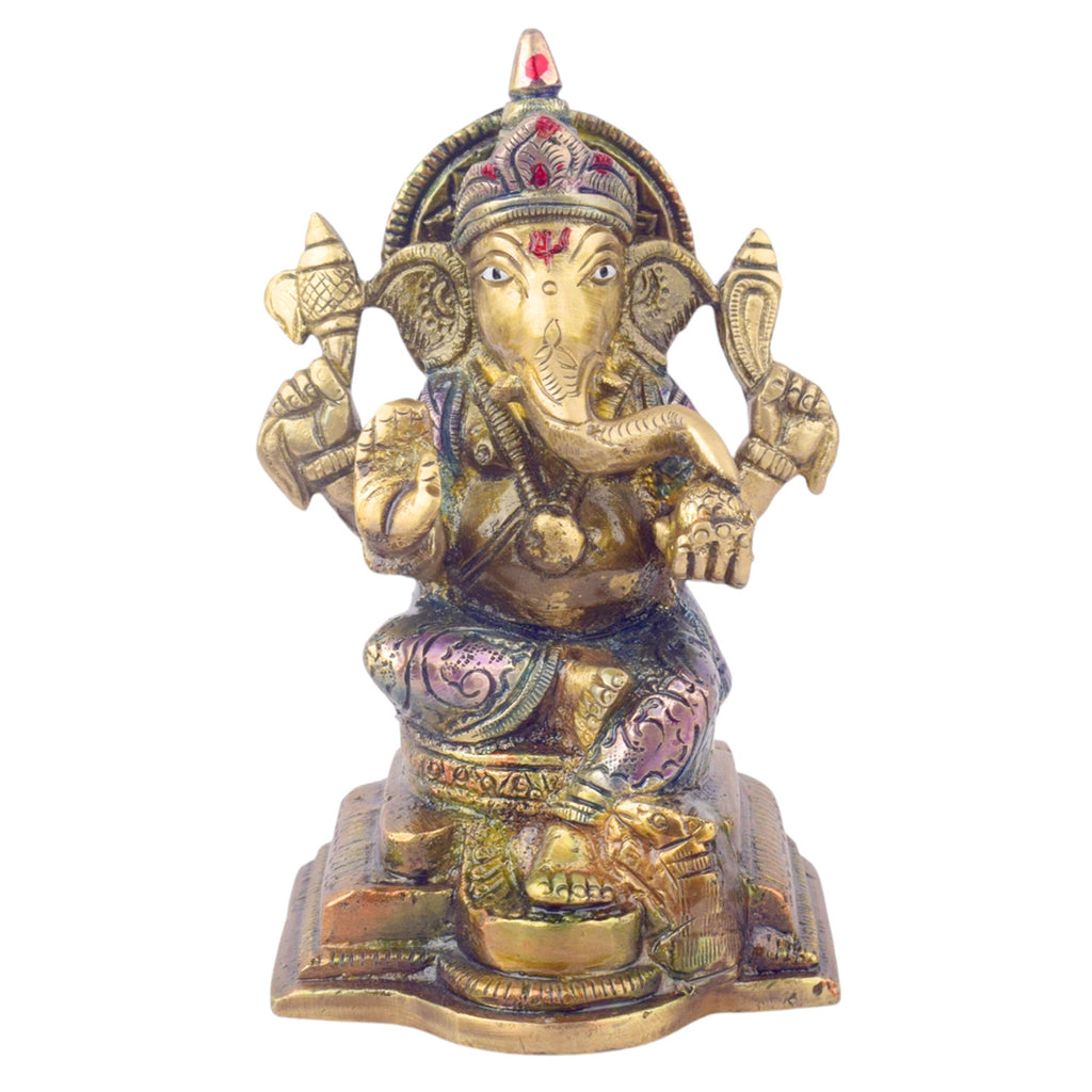  The "5.1 Inch Divine Ganesh Idol" is a beautifully crafted statue symbolizing wisdom, prosperity, and the removal of obstacles. Standing at 5.1 inches tall, this idol captures the serene and auspicious presence of Lord Ganesha, the beloved Hindu deity known for bringing good fortune and success. 